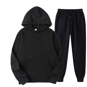 BASIC SWEATWEAR BLACK HOODIE WITH TROUSER UNISEX