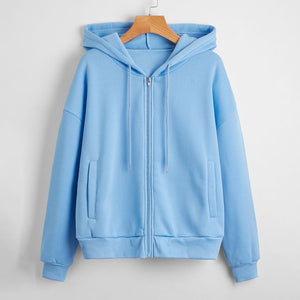 SKY BLUE ZIPPER HOODIE PLAIN