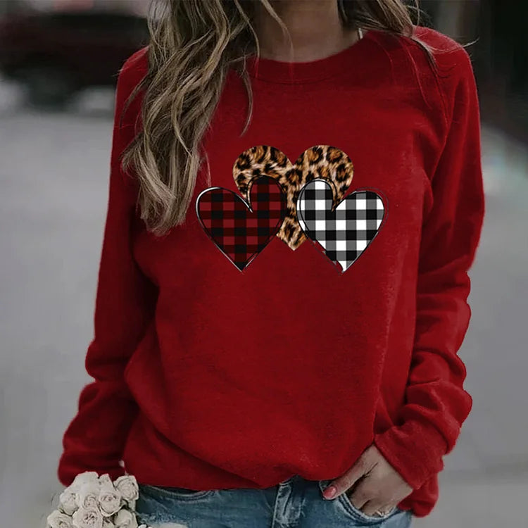 WOMEN SWEATSHIRT WITH AMAZING 3 HEARTS PATTERNS