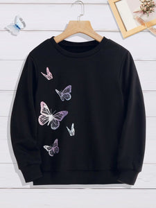 A BUTTERFLIES BLACK SWEATSHIRT