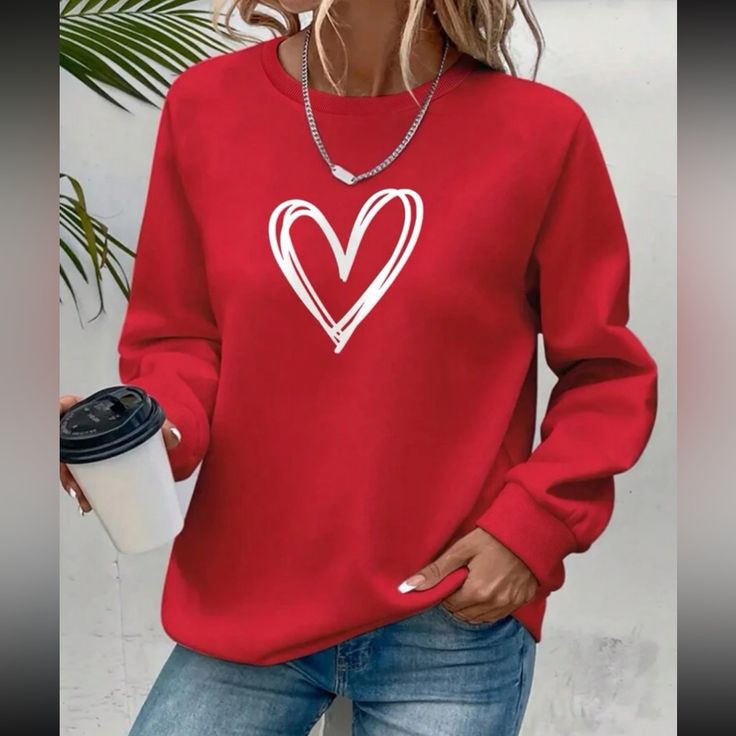 RED SWEATSHIRT WHITE HEART