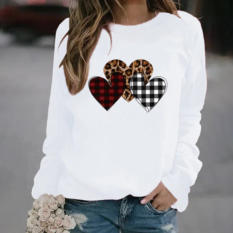 WOMEN SWEATSHIRT WITH AMAZING 3 HEARTS PATTERNS