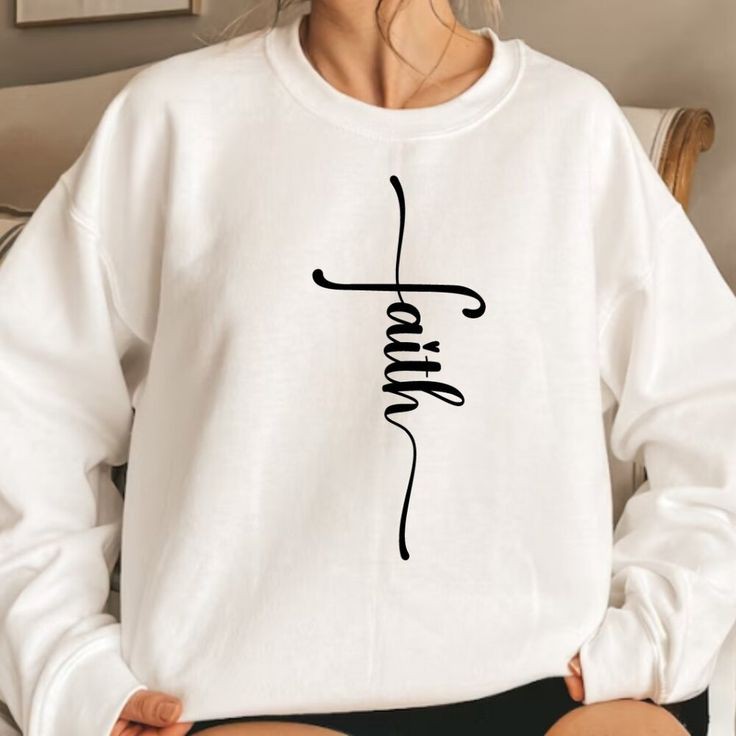 HALF WHITE SWEATSHIRT FAITH- FREE SHIPPING