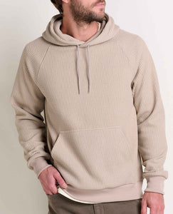 WAFFLE KNIT PULLOVER HOODIE IN HALFWHITE