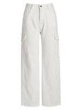 Arctic White Cargo Denim Pants - Modern Style with Practical Utility