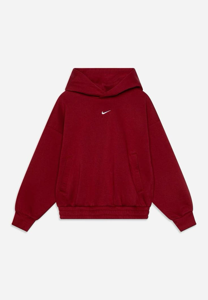 RED NIKE  SOLID DRAWSTRING WITH KANGROO POCKETS HOODIE