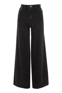 Charcoal Black  wide leg-High waist jeans