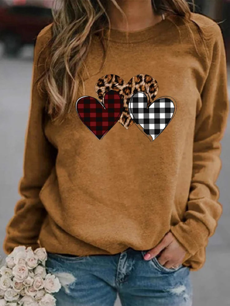 WOMEN SWEATSHIRT WITH AMAZING 3 HEARTS PATTERNS