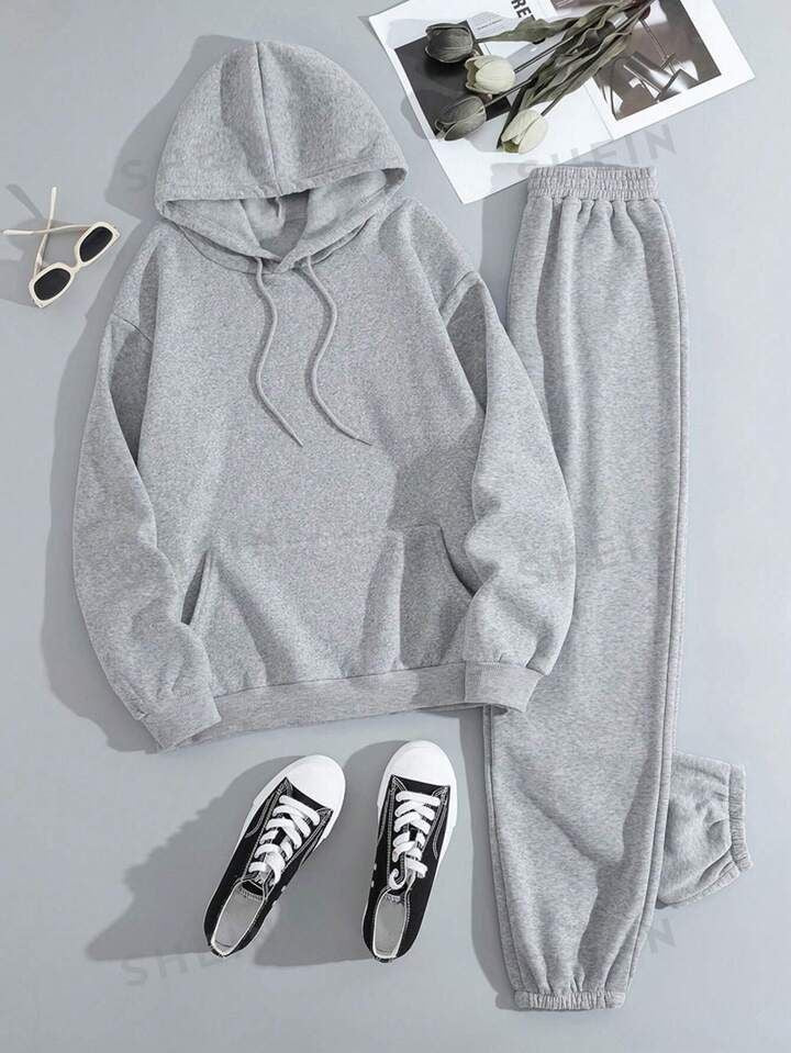 GREY HOODIE SUITSET PLAIN