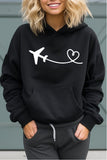 BLACK HOODIE WITH BLACK TROUSER AIRPLANE-UNISEX