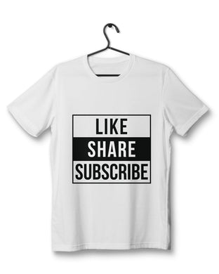 WHITE T SHIRT LIKE SHARE SUBSCRIBE-WOMEN