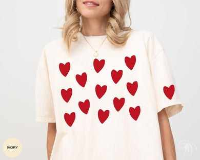 HALF WHITE RED HEART FRONT-WOMEN