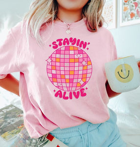 PINK T SHIRT STAY ALIVE