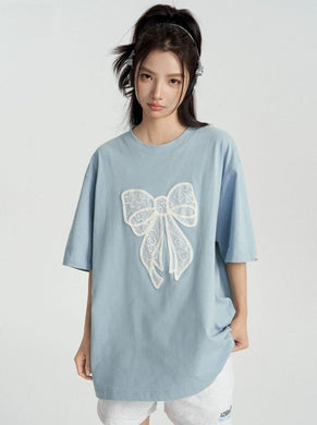 LIGHT BLUE WITH WHITE BOW FRONT-WOMEN