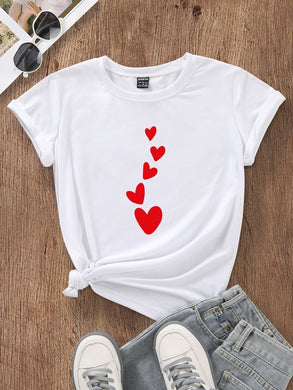 RED HEARTS WHITE TSHIRT